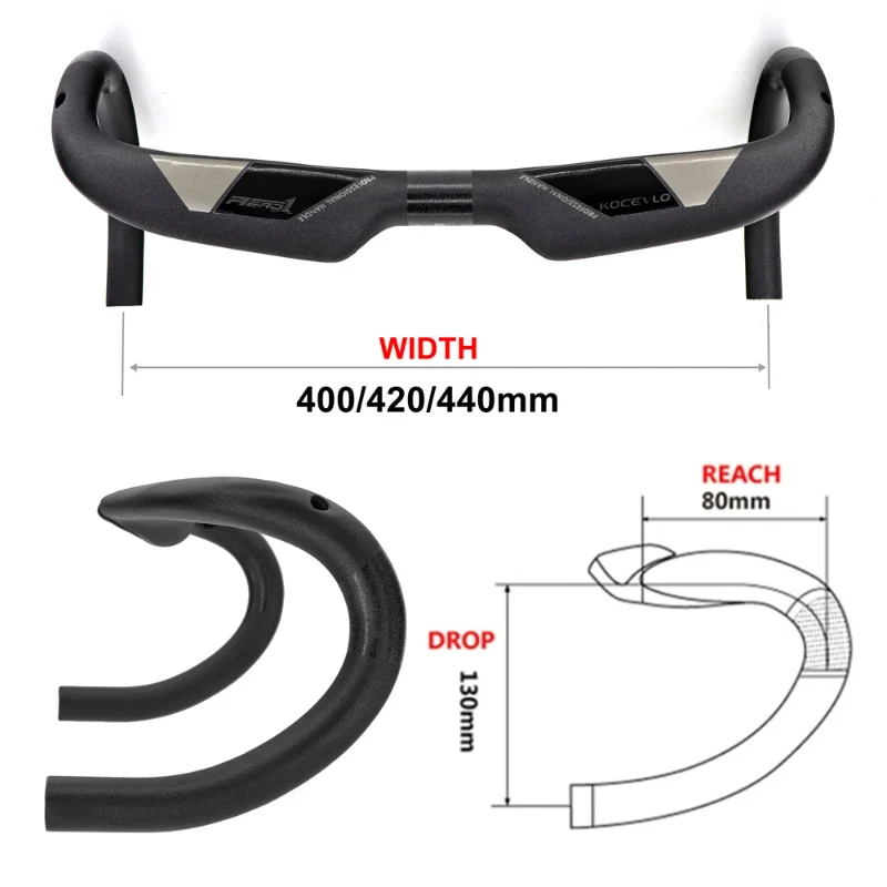 carbon fiber bicycle handlebar Reduce resistance bent bar strengthen bike parts 380/400/420/440mm inner routing bicycle handlebar