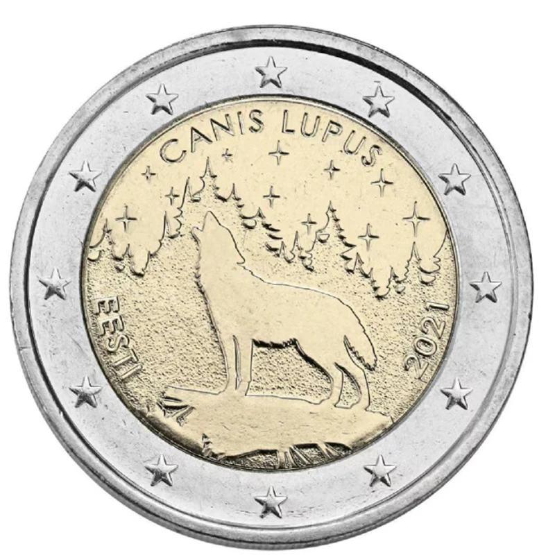 

Estonia 2021 Gray Wolf 2 Euro Two-Tone Commemorative Coin