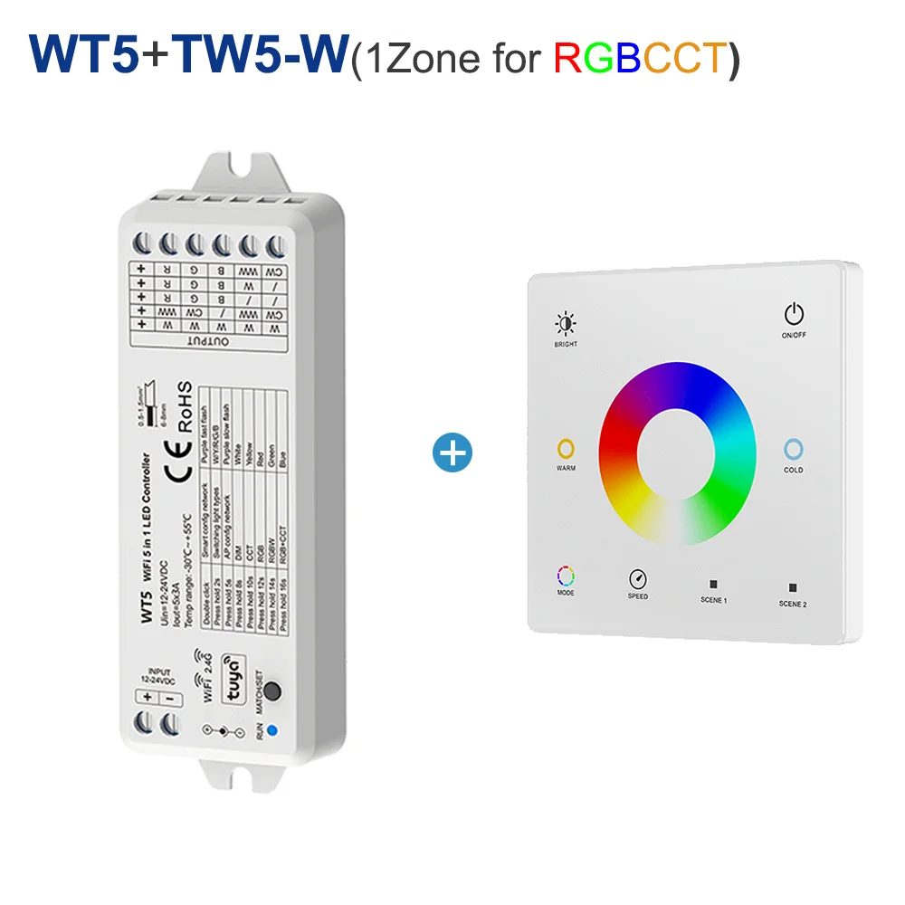 Enhanced Smart LED Controller with Touch Panel Remote - 5-in-1 WiFi & RF Technology