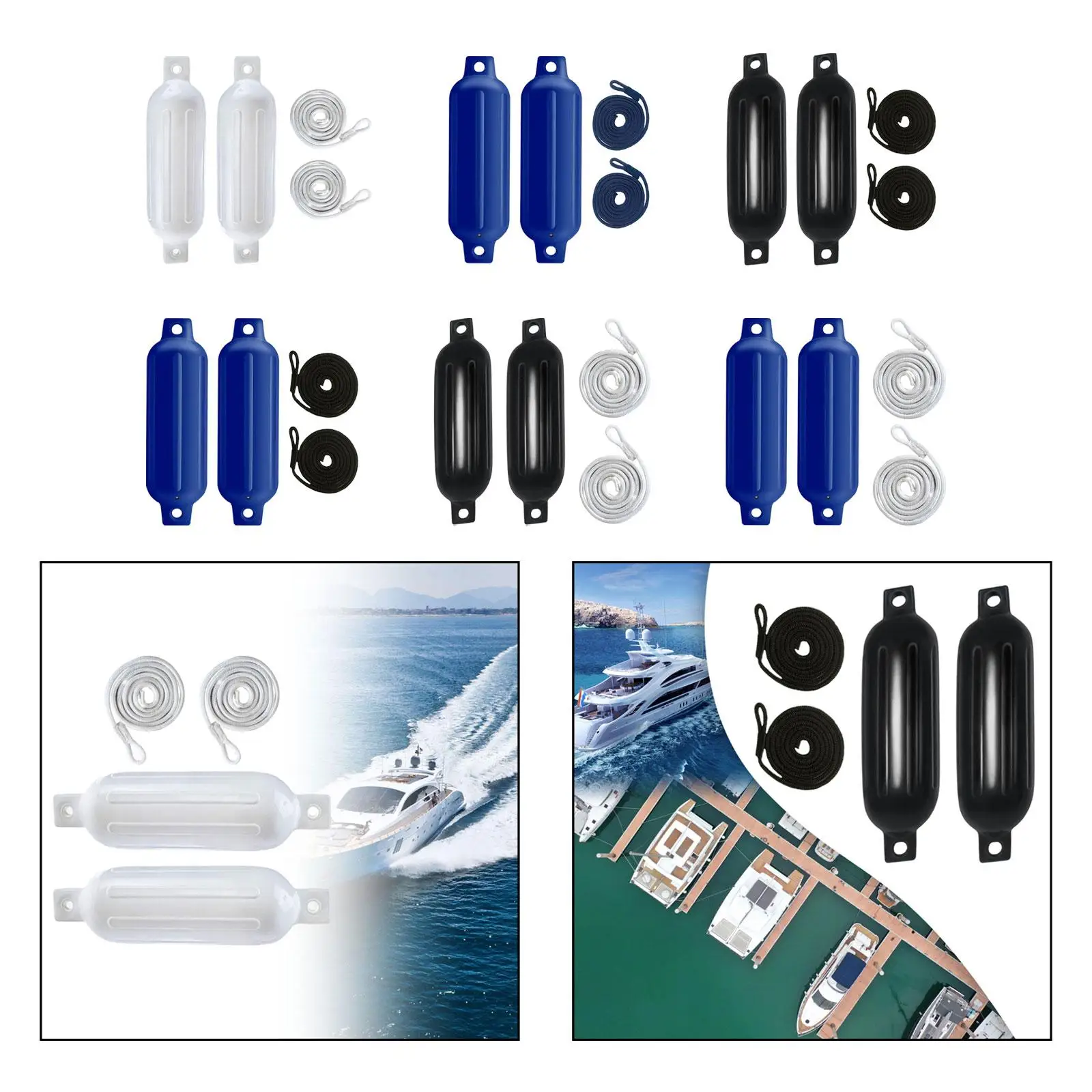 2Pcs Boat Fenders 6mm x 1.5M Ropes Protector Twin Eyes Inflatable Fenders for Marine Sailboats Yachts Docking Fishing Boats 2Pcs Boat Fenders 6mm x 1.5M Ropes Protector Twin Eyes Inflatable Fenders for Marine Sailboats Yachts Docking Fishing Boats
