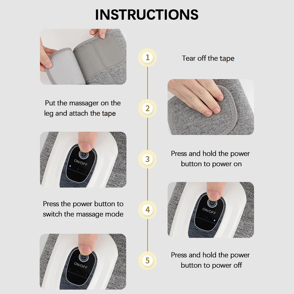 Massaggiatore elettrico wireless a compressione per gambe con vibrazione a 3 modalità, massaggio a pressione d'aria per i piedi_voghion.com