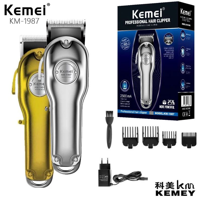 Kemei KM-1987 Electric Hair Clipper Fast Charging and 5 Hours Long Time Working Hair Trimmer Hair Cutting Machine for Men the time machine