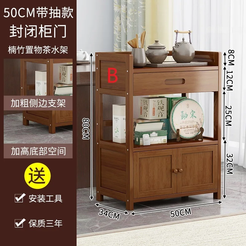 طاولة شاي من الخيزران، خزانة شاي منزلية متعددة الو...