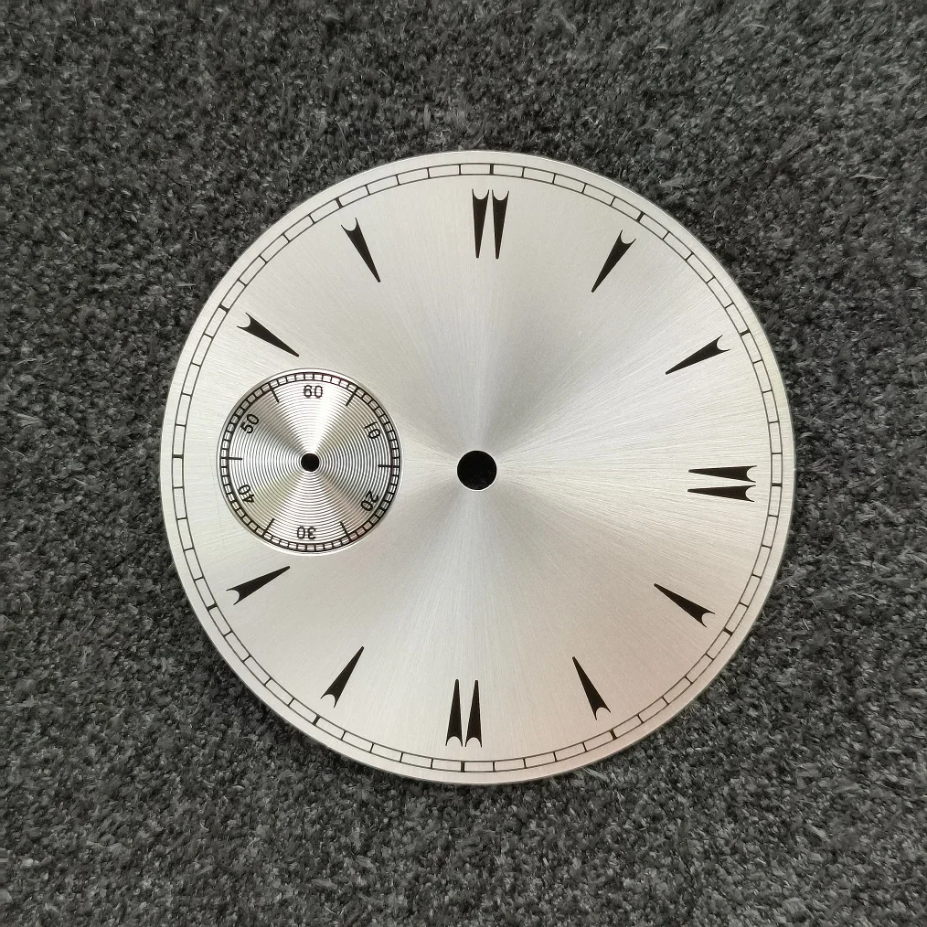 Watch dial diameter 38.9mm silver dial Thickness 0.4mm second hand at 9 o'clock Fits ETA6497 ST3600 movement