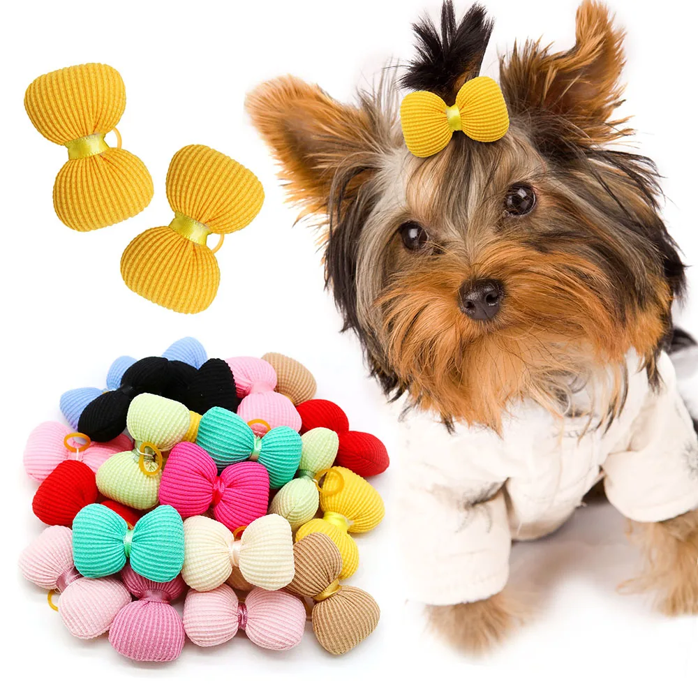20Pcs Candy Color Dog Bows Puppy Cat Sweet Style Hair Bowknot Decoration Fashion Dog Hair Dog Grooming Accessori