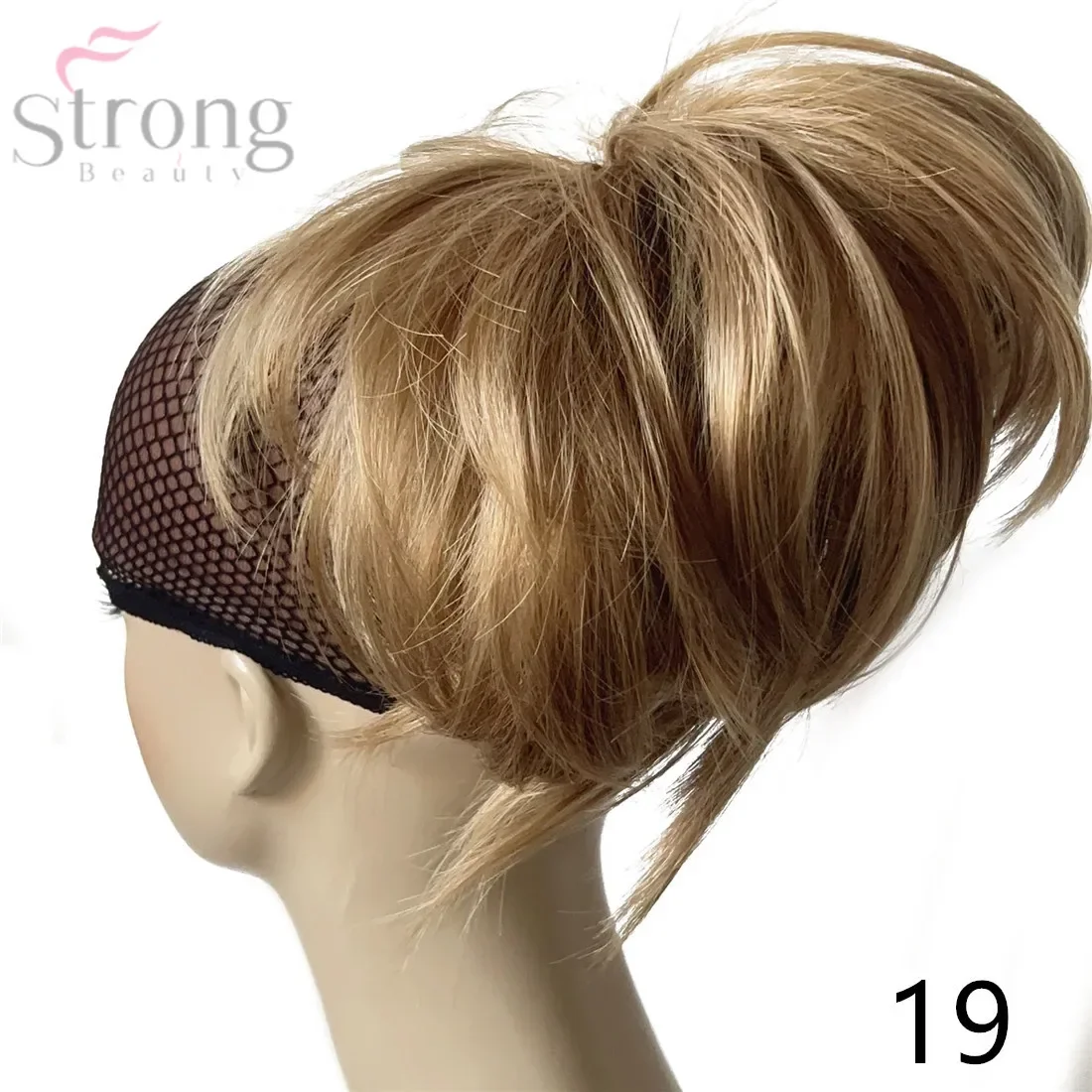 StrongBeauty Fake Hair Extensions Ponytail Clip-on Short straight wig Synthetic Pony tail