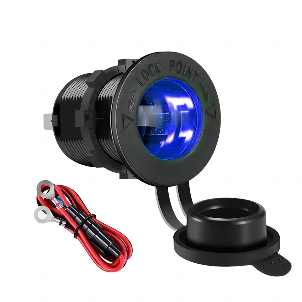 Presa Accendisigari Universale 12V/24V Con Fusibile E Cablaggio, Per Auto Moto Barca Camper Roulotte