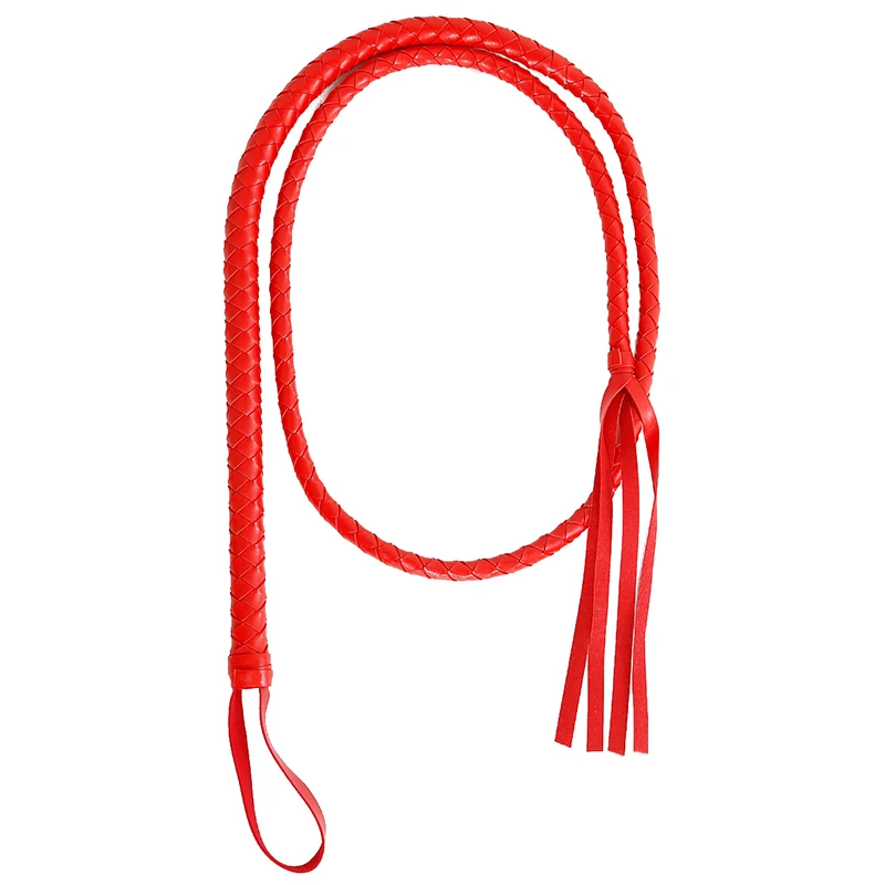 190cm Leather Weave Long Handle Snake Whip Horse Whip Riding Crop Flogger Paddle Slapper Horse Training Dressage Whips 4