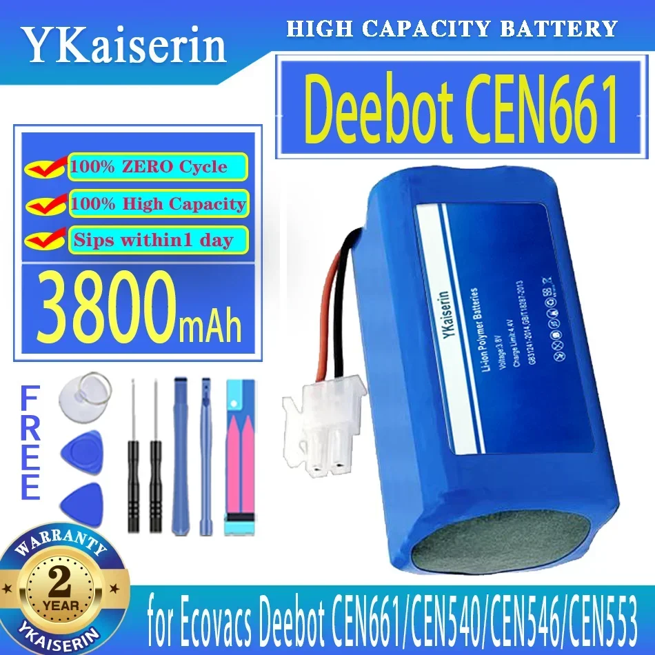 

YKaiserin 3800mAh Replacement Battery for Ecovacs Deebot CEN661/CEN540/CEN546/CEN553 Vacuum Robot Digital Batteries