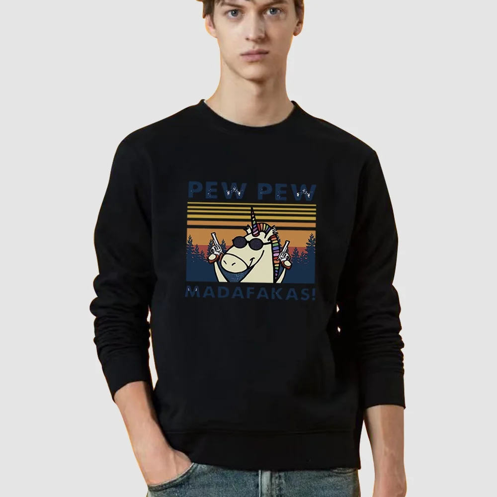 Men's Round Neck Black Pullover Long Sleeve Spring Autumn Thin Sweatshirt Clothes Casual Comfortable Pew Series O-Neck Tops
