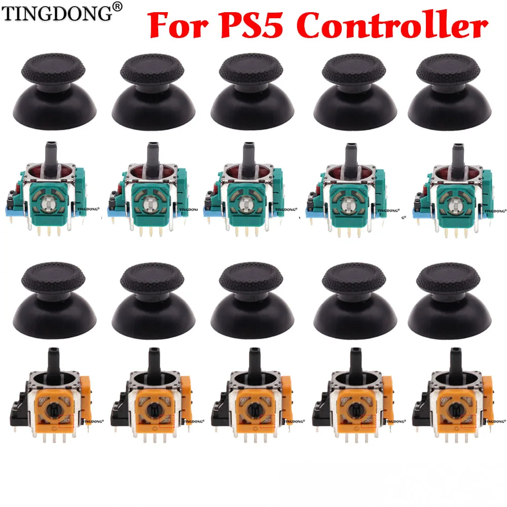 Tingdong 10 Set Per Playstation 5 Controller Ps5 3D Analog Thumb Stick Sensor Module Potenziometro Con Thumbsticks Caps Grips