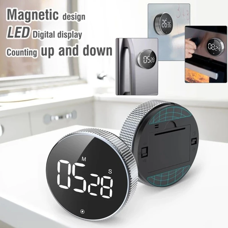 Magnetic Countdown Countup Timer with Large LED Display Electronic Kitchen Timer For Cooking Working Study Stopwatch Alarm Clock 5