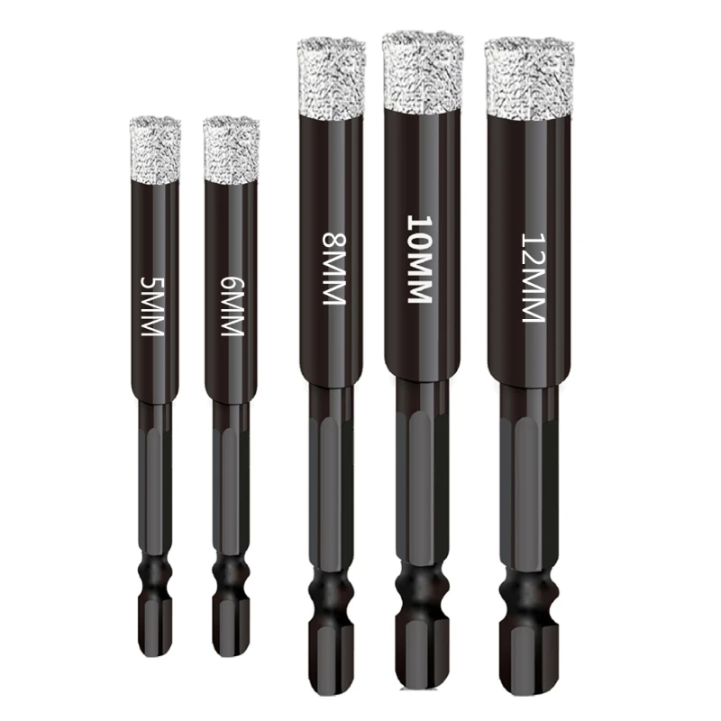 

K1KA High Quality Hexagonal Shank Porcelain Tile Drill Bits (Set of 5) Fast and Accurate Cutting Edge for Hard Materials