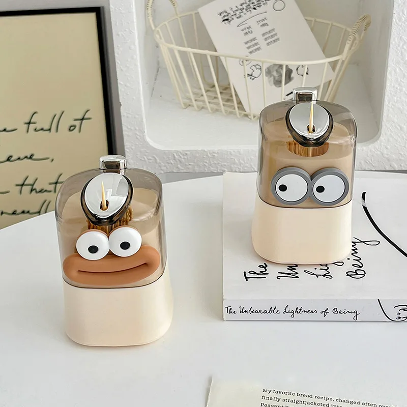 Description Picture 6 of itemFunny Toothpick Storage Box Automatic Pop-up Toothpicks Holder Home Dining Room Push-type Tooth Pick Desktop Organizer
