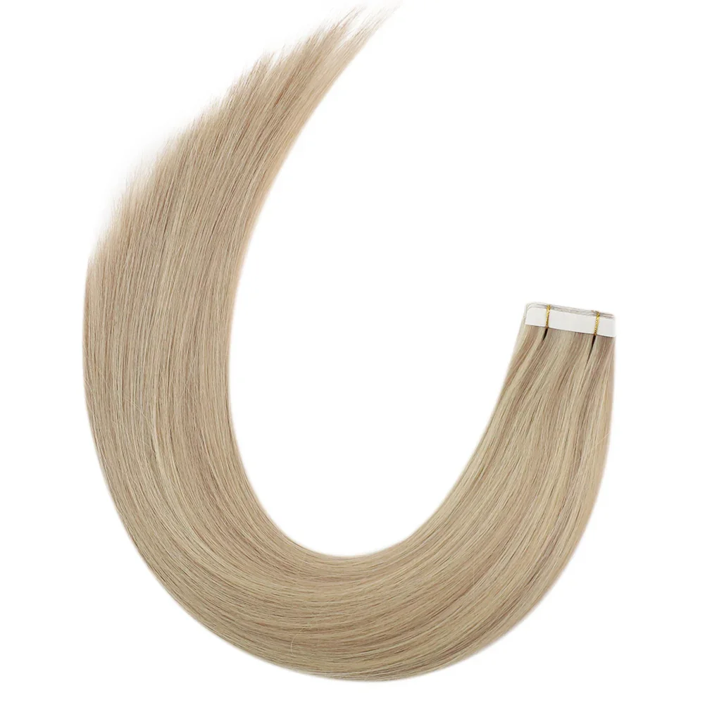 LaaVoo Invisible Tape in Hair Extensions For Women 25G&50G 12 Months Real Straight Human Hair Virgin Seamless Tape in Skin Weft