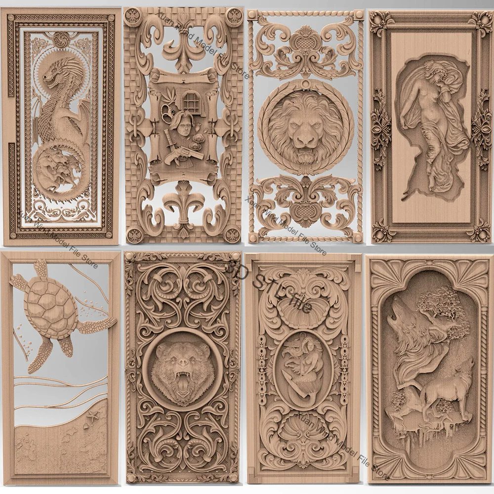 10PCS 3D STL Model Door Panel for CNC Router 3D Printer Artcam Aspire Bas Relief