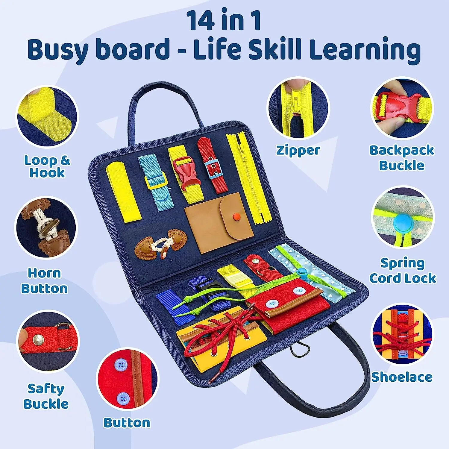 Busy Board Montessori Toys for 1 2 3 4 Year Old Boys Girls Gifts Autism Educational Sensory Travel Toys Activity Board Gift 2