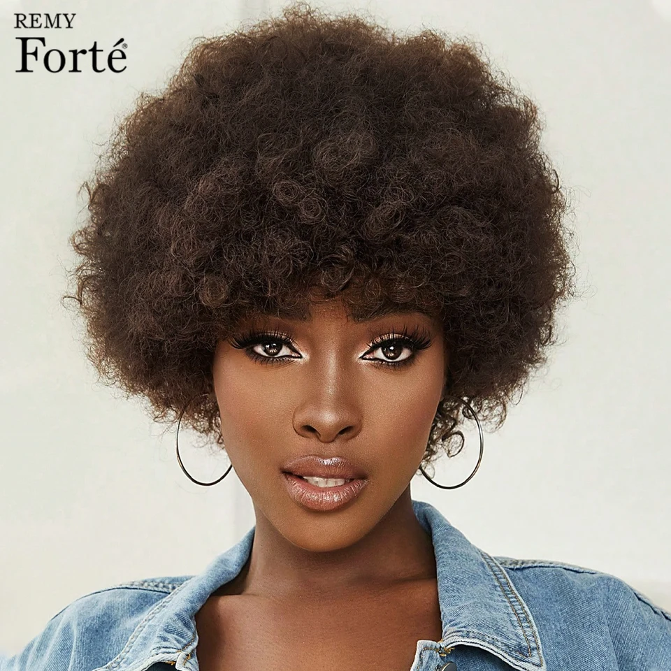 Remy Forte Curly Pixie Cut Bob Wig Human Hair Full Machine Made Wig Brazilian Hair Wig Short Afro Kinky Curly Bob Human Hair Wig