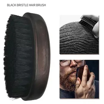 Spazzola per barba da uomo ovale Spazzola per barba per capelli FACIAL Spazzola in legno con setole di cinghiale morbide per stile testa a olio retrò
