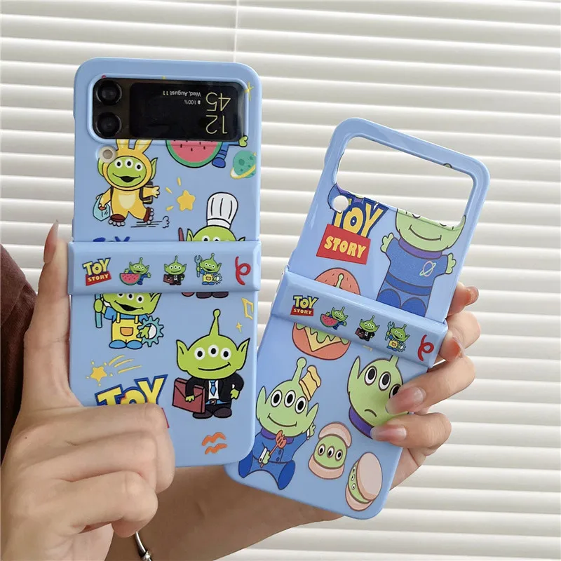 Cartoon Toy Story Alien Cute Blue Phone Case Per Samsung Galaxy Z Flip 3 4 5G Zflip3 Zflip4 Flip3 Flip4 Cover