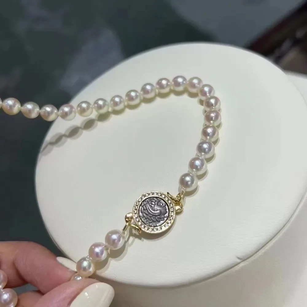 

DIY Pearl Accessories S925 Sterling Silver Single Row Necklace Clasp Fashion Gold Silver Bracelet Beaded Clasp K212