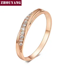 Elegant Rose Gold Cubic Zirconia Wedding Ring - 7.25 (RoseGold Clear)