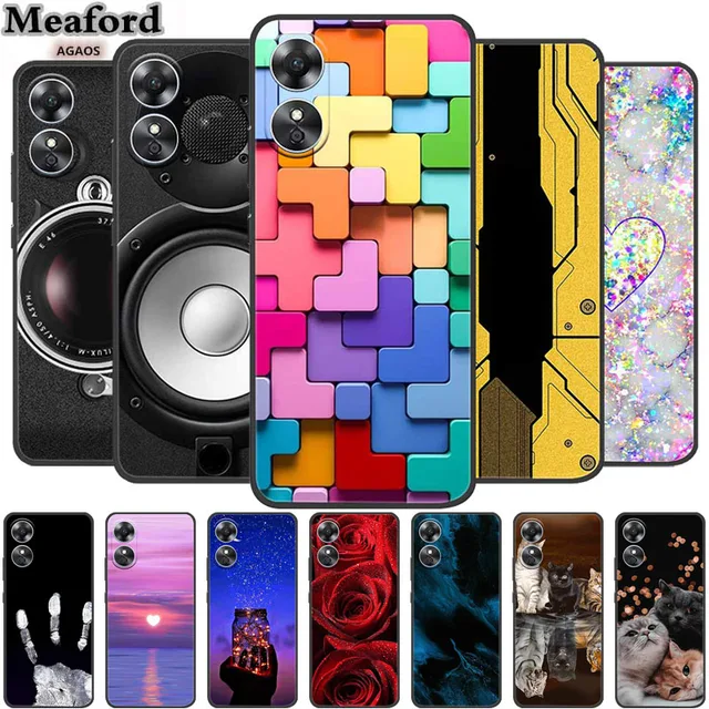 Desenhos animados bonitos do gato pintados Soft Silicone TPU Phone Case,  Tampa traseira Oppo A78 4G, CPH2565 - AliExpress