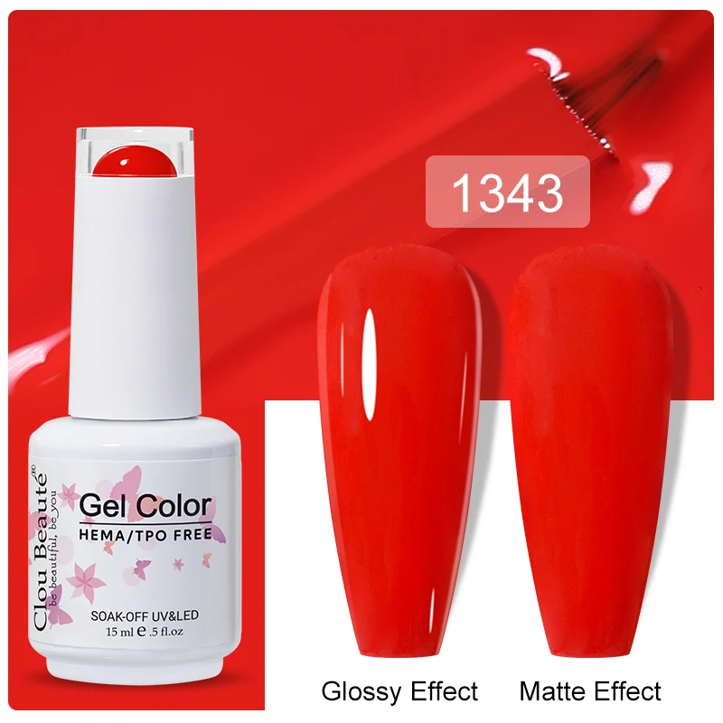 Clou Beaute 15ml Black Red Semi-Permanent Gel Nail Polish