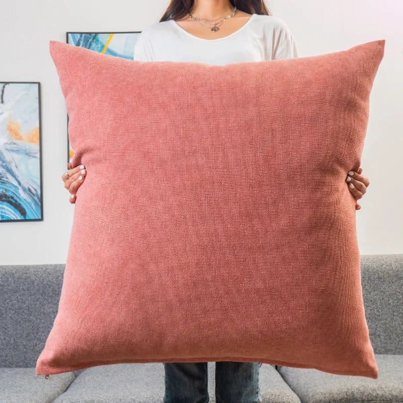Large Square Pillowcase Coffee Sofa Back Huge Cushion Cover Washable Living Room Bedroom Pillow Cases Solid Color 55/60/70/80CM 4