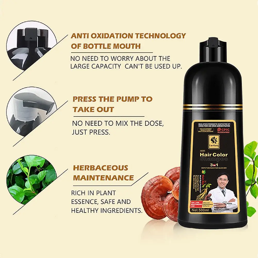 Revitalizing Black Hair Dye Shampoo - Instant Semi-Permanent Color Solution