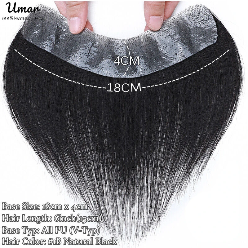 Thin Skin Base Natural Hairline  Front Men Toupee Human Hair Piece For Men V Style Front Toupee Wig Remy Hair