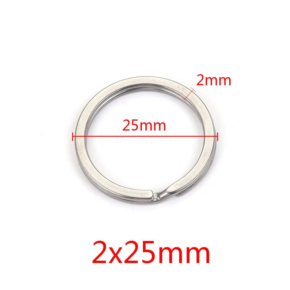10 Stück Edelstahl-Schlüsselanhänger für Schlüssel 15–35 mm, rund, flache Linie, Schlüsselhalter, geteilte Metallringe, Schlüsselanhänger, Schlüsselanhänger-Herstellungszubehör – Detail 7