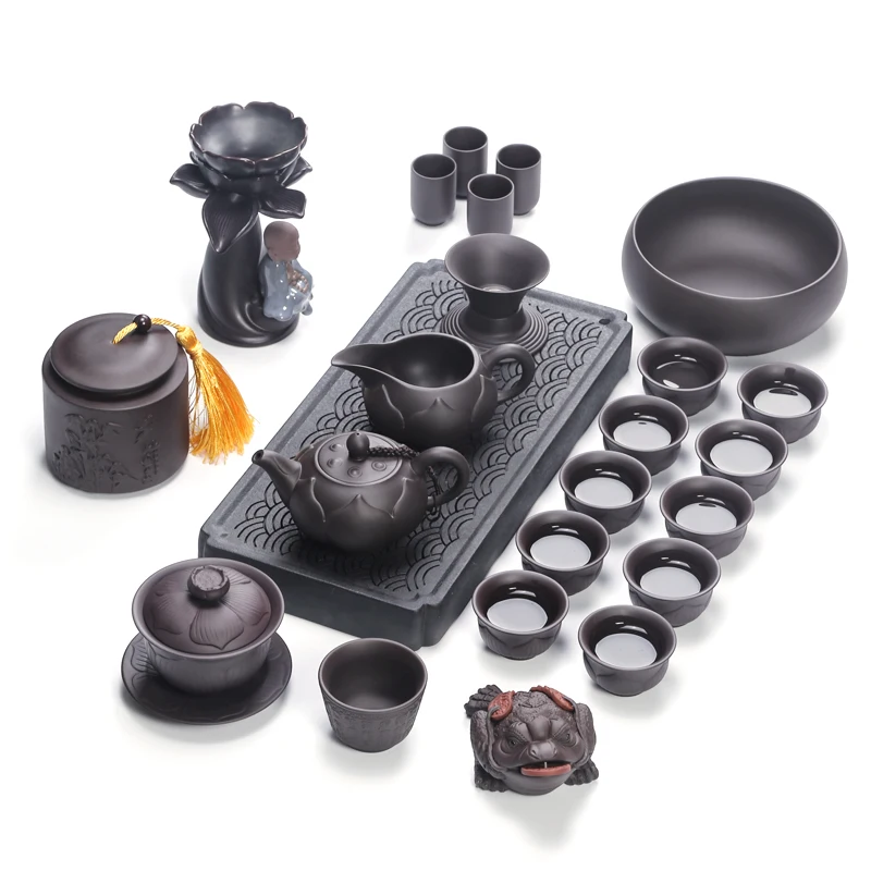 

Purple Sand Tea Set Porcelain Gaiwan Teapot Custom Logo Living Room Gift Household Kung Fu Tea Set Accessories Set