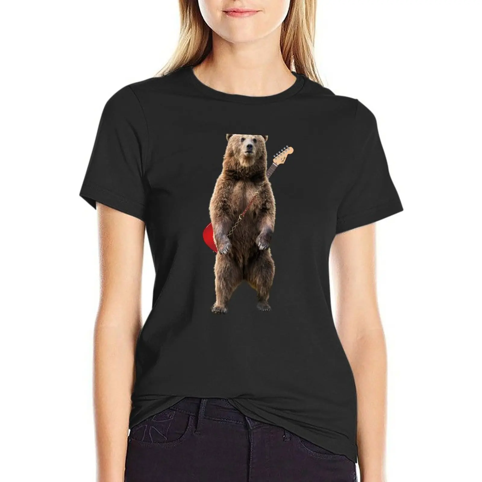 

Wild Bear Guitarist For A Wild Musicians And Guitar Players As A Bear Guitarist T-shirt lady clothes graphic t-shirts for Women