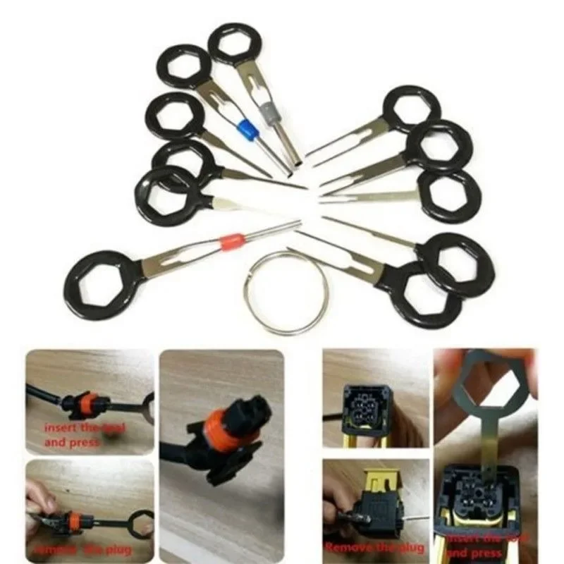 Car Terminal Tools Car Terminal Removal Repair Tools Electrical Wiring Crimp Connector Pin Extractor Kit Keys Automotive Plug Pullers 26/18/11Pcs