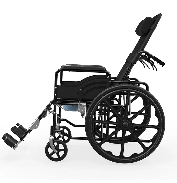 100kg load-bearing folding lightweight Oxford cloth full lying model with toilet wheelchair trolley
