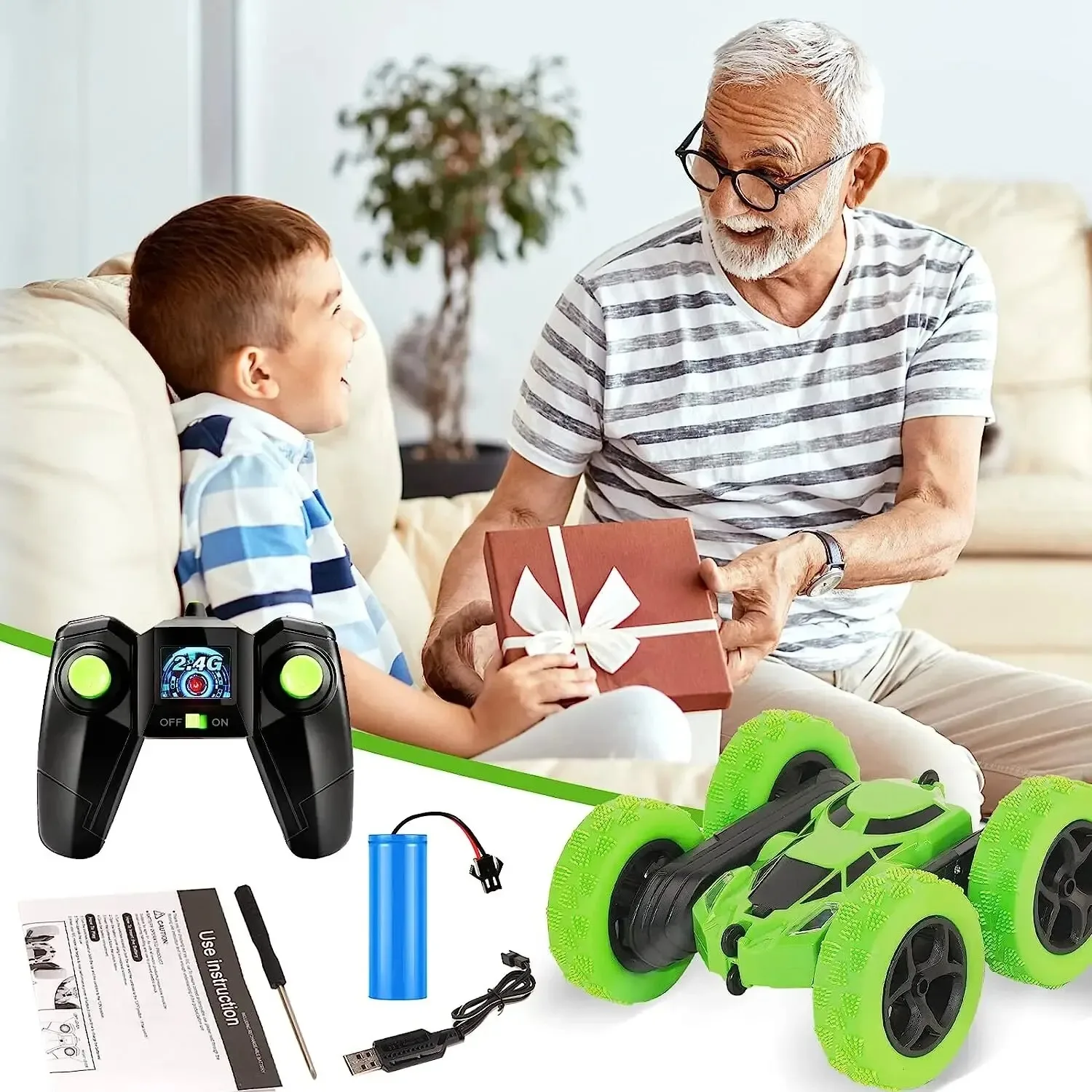 RC Stunt Car Children Double Sided Flip 2.4G Remote Control 360 Deree Rotation Off Road Drift RC Car Gifts For Kids Adults Boys 5