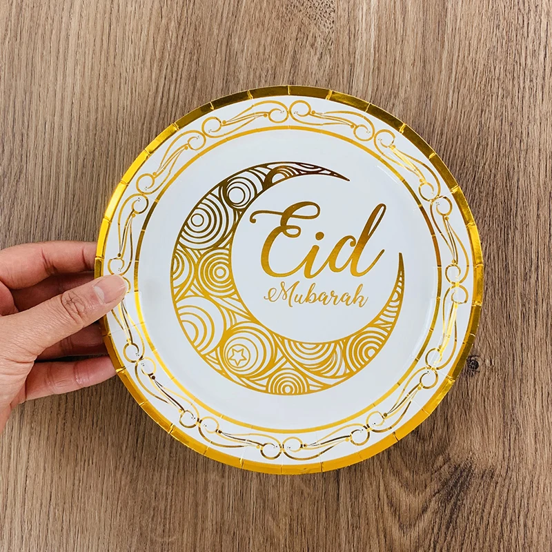 Eid Mubarak Decoration Paper Napkin Plate Cups Disposable Tableware Ramadan Kareem Home Decor Eid Islamic Muslim Party Supplies