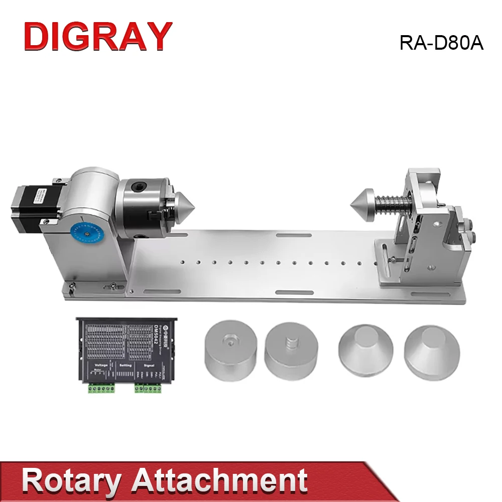 DIGRAY RA-D80A طاولة عمل ذات محور دوار 3 فكية + رأس فهرسة نشاط Tailstock لآلة الوسم والنقش بالليزر باستخدام الحاسب الآلي