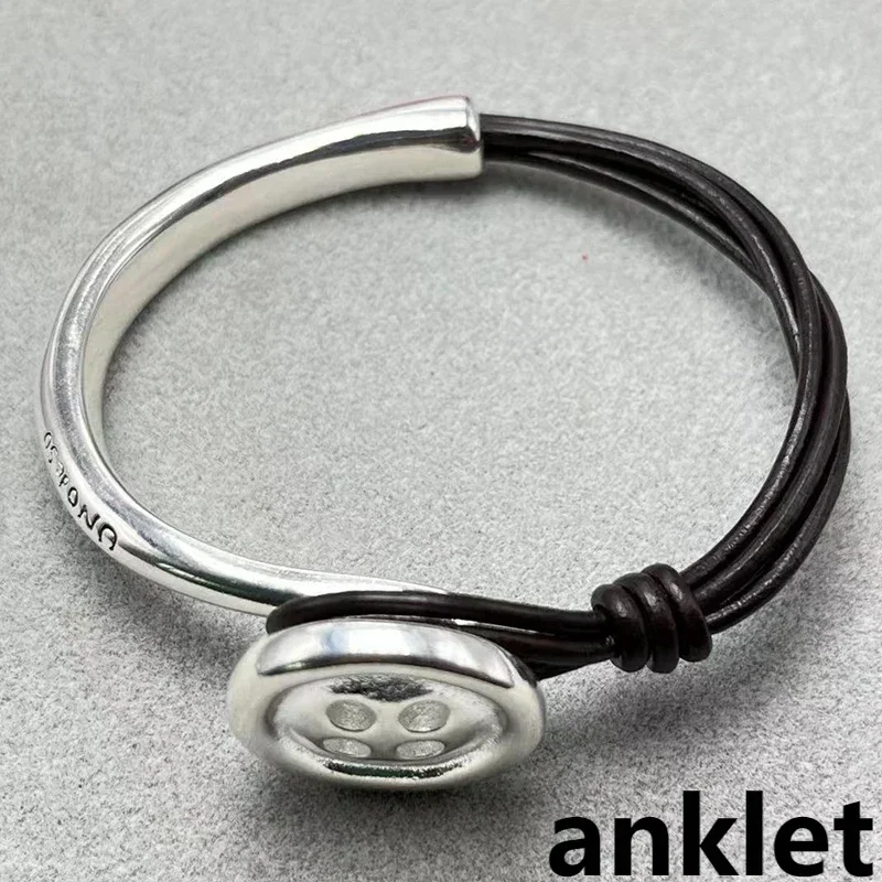

Original new UNOde50 vintage leather rope anklet Exquisite fashion summer ladies metal foot accessories ladies high quality gift