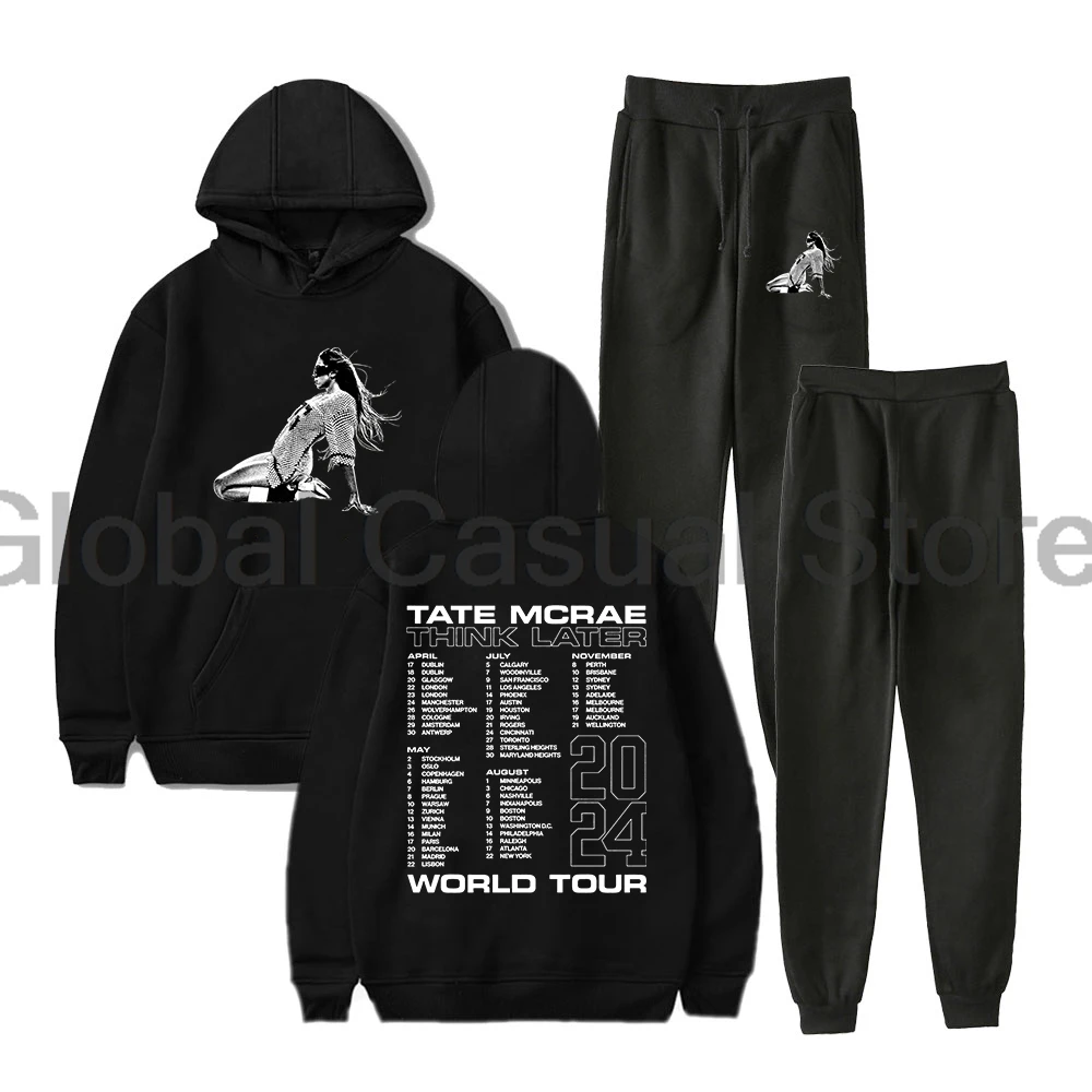 

Tate McRae Think Later World Tour Pullover Hoodie Jogger Pants Two Piece Set Sweatshirt+Sweatpants Men Women's Set