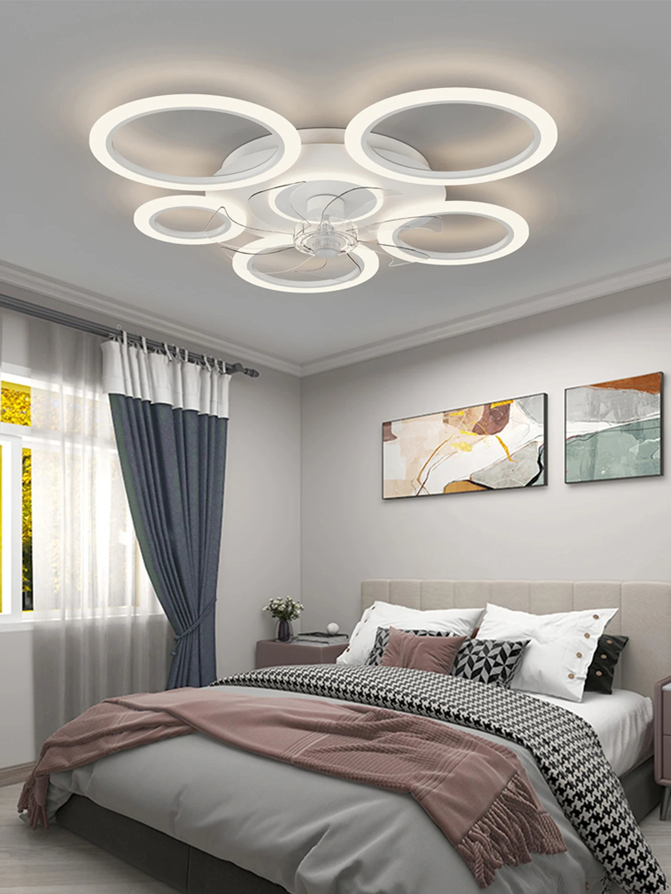 Modern round Led Ceiling Lamp for Decorating Living room Bedroom Remote control to adjust the wind speed Home lighting