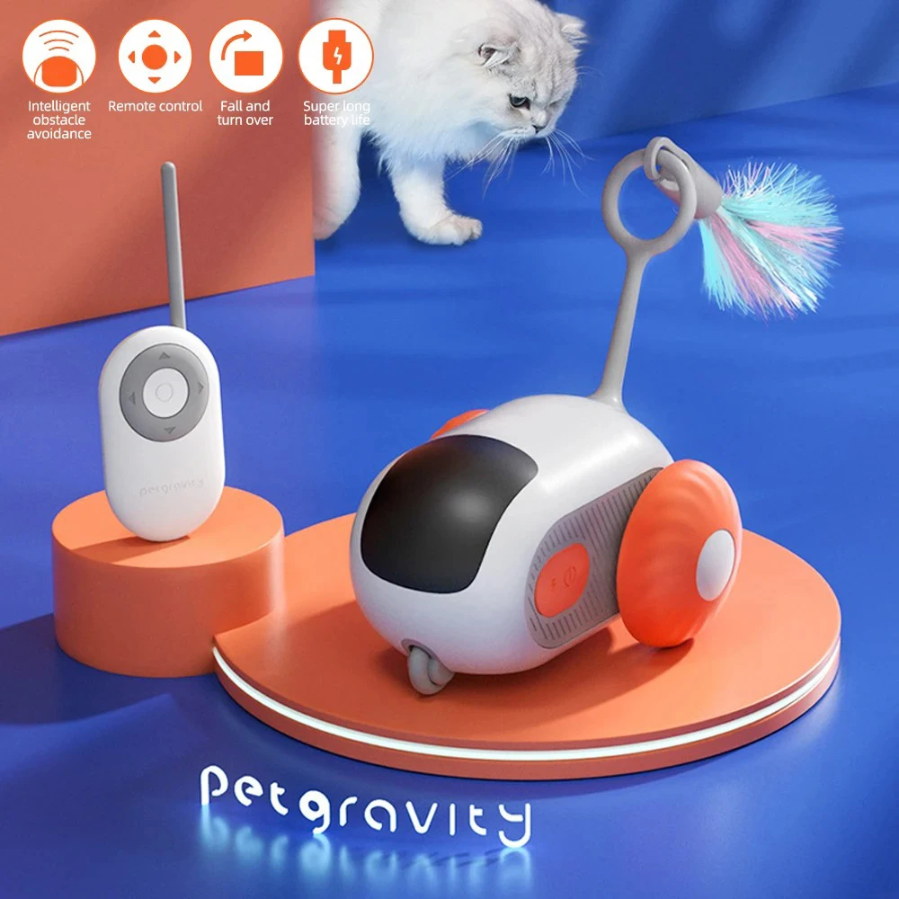 

Smart Cat Toy Car Interactive Cat Toy Ball Automatic Rolling Remote Control Toy Car Indoor Cat Accessories Pet Kitten Supplies