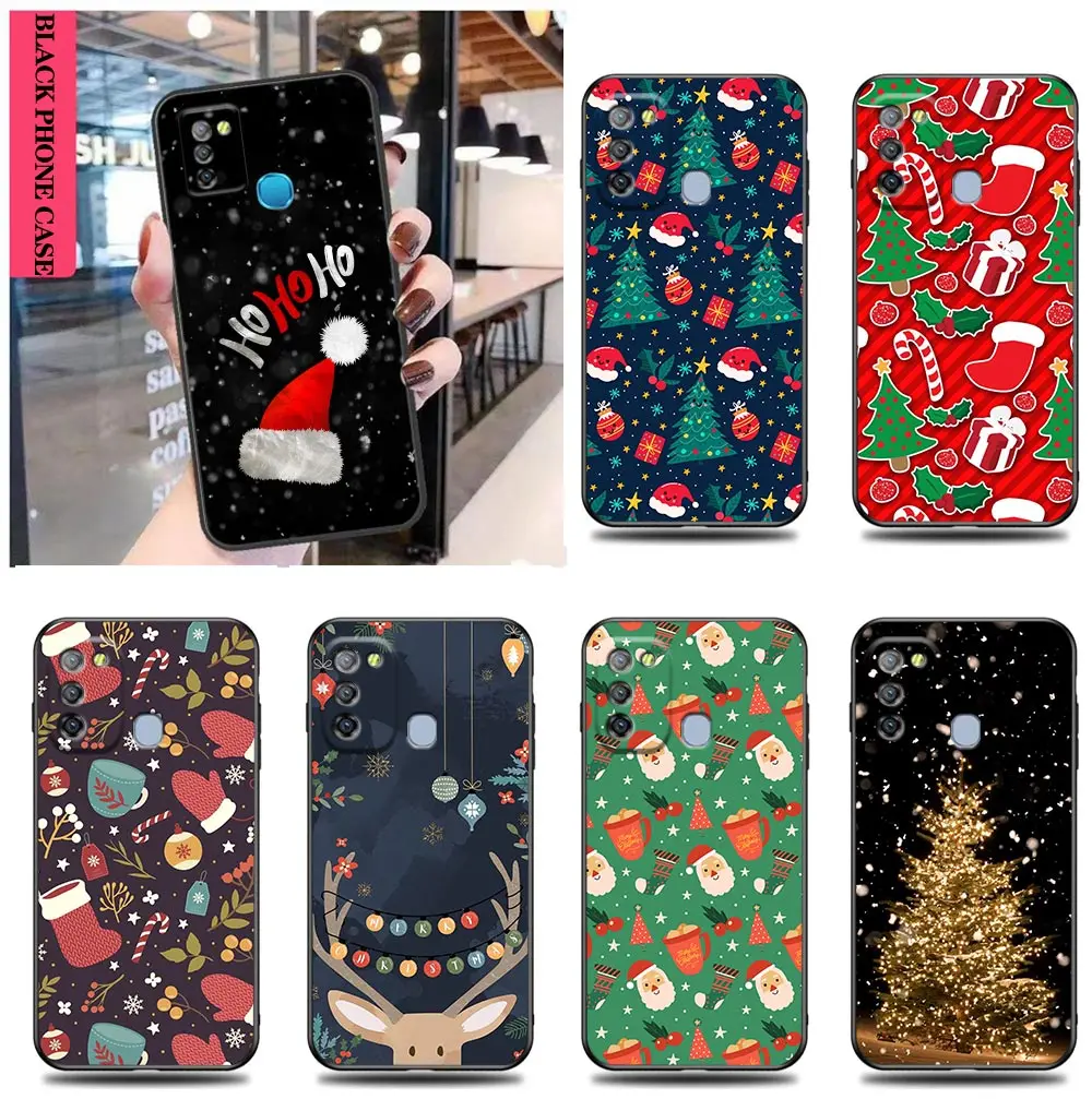 Buon Natale Elk Santa Hat Case Per Infinix Tecno Camon 19 16 Zero X Neo 20 8 Pova 4 2 Neo2 Note 12 G96 11 10 8 8I S5 Case