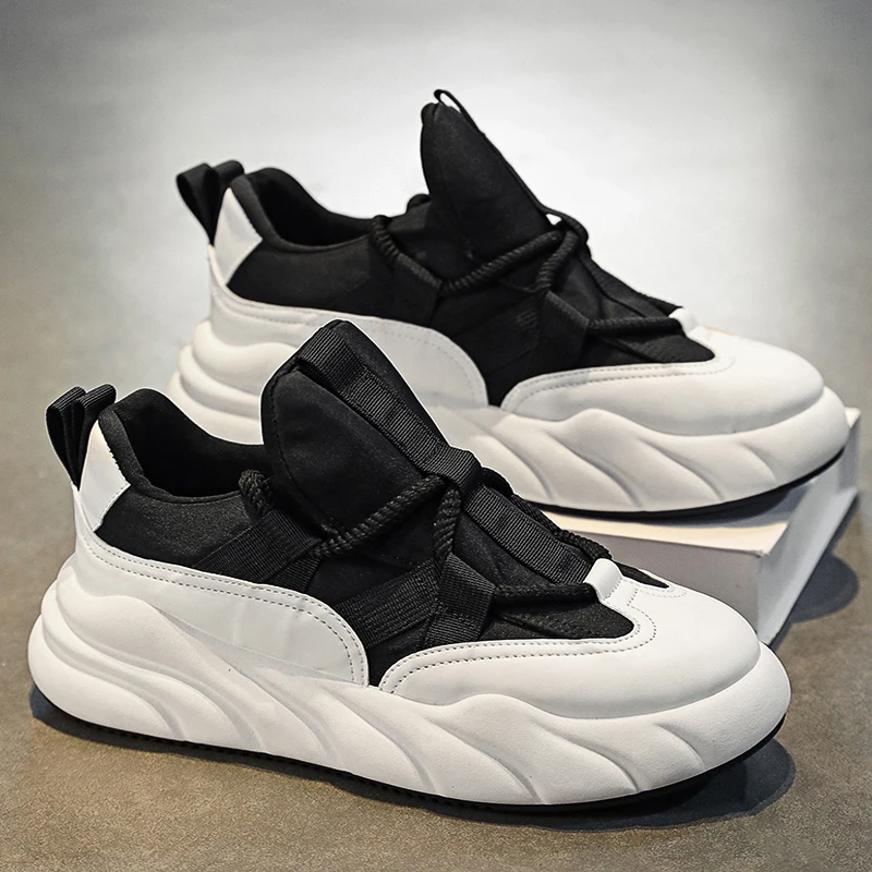 New Trend Thick Sole Bread Shoes Men Casual Shoes Non-Slip Running Platform Sport Shoes Comfortable Student Board Shoes Sneakers 4