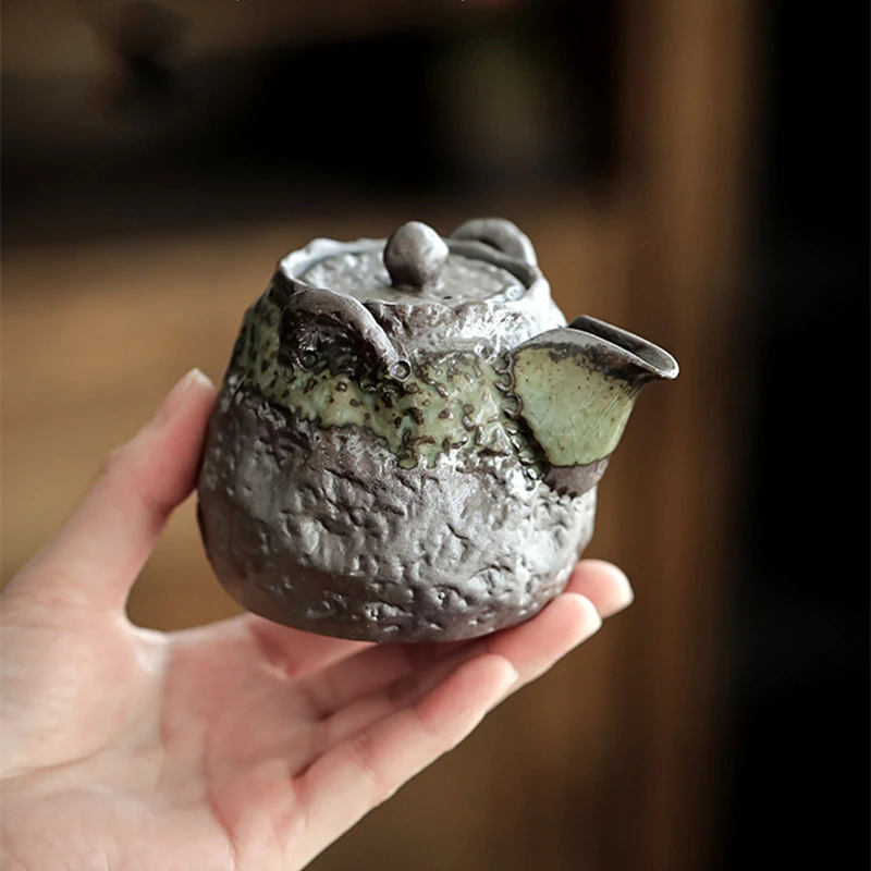 

Чайный горшок ручной работы, японский винтажный чайный горшок из грубой керамики, чай Чао, горшок кунг-фу, горшок ручной работы с узором в виде молотка