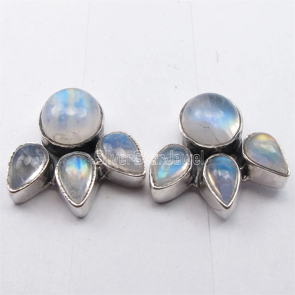 Many Color Semi-precious Stone  Stud Earrings IN