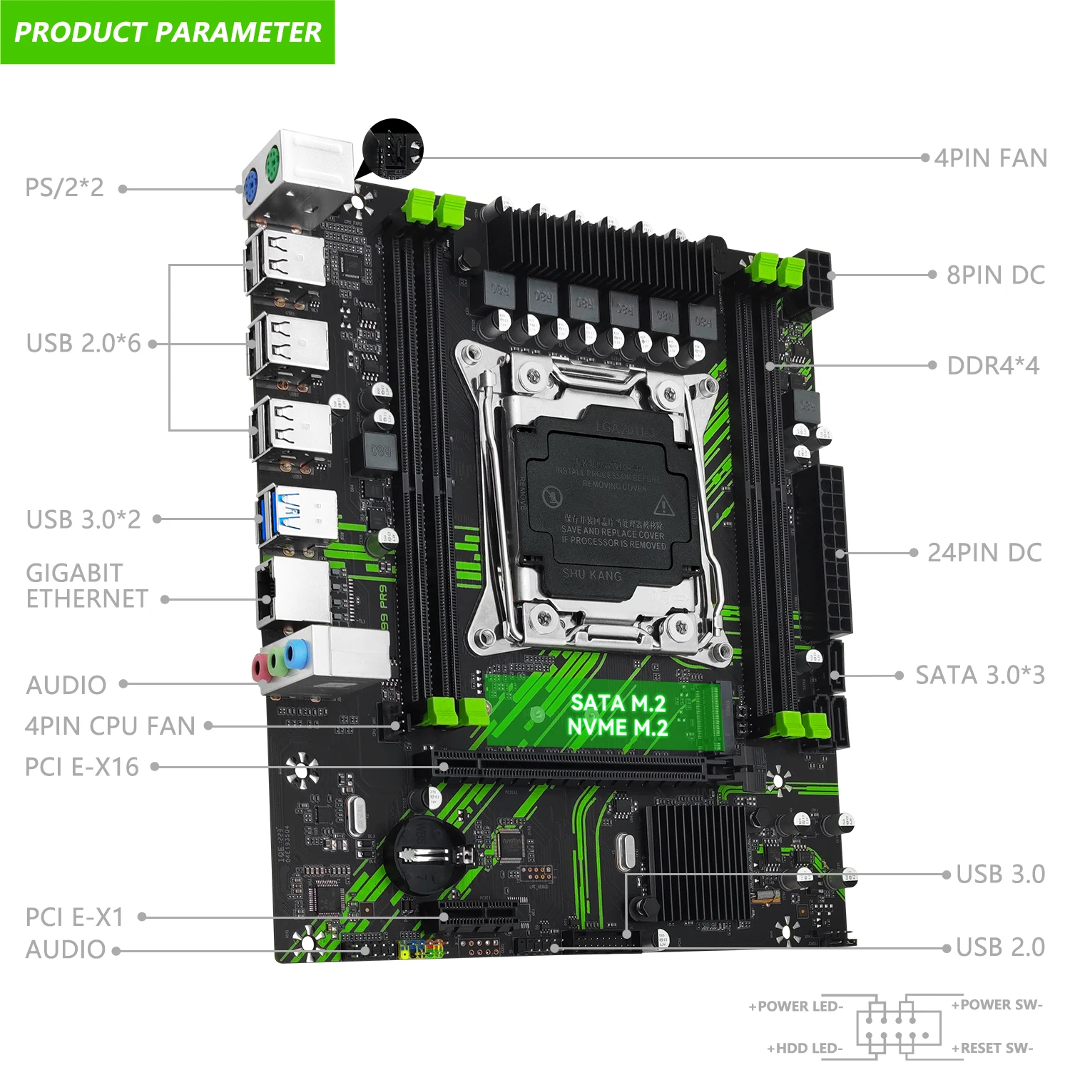 MACHINIST X99 PR9 Motherboard Combo Set LGA 2011-3 CPU Kit Xeon E5 2630 V4 Processor + DDR4 16GB RAM Memory M-ATX NVME SATA M.2