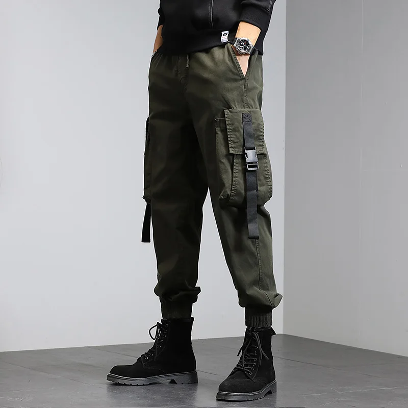 Single Road Mens Cargo Pants Men 2022 Baggy Hip Hop Ribbon Fashion Techwear Joggers Male Trousers Streetwear Casual Pants Men black khaki pants