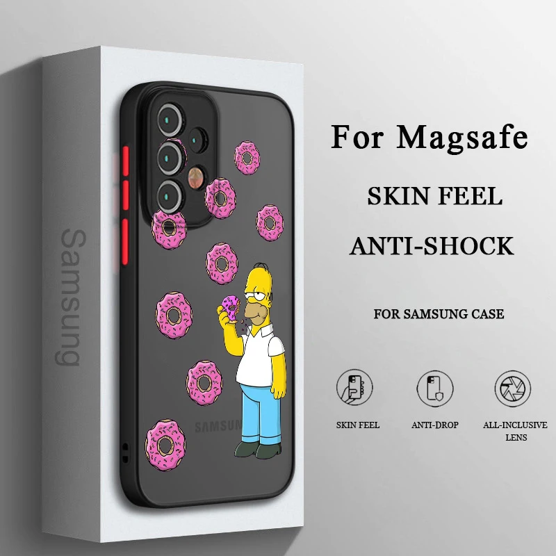 

Cartoon Disney Funny Simpsons Frosted Translucent Phone Case For Samsung A53 A52 A32 A33 A51 A71 A21S A13 A73 A50 A23 A72 A04